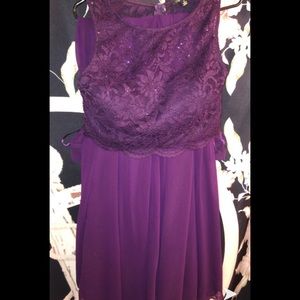 Purple sparkly lace prom dress